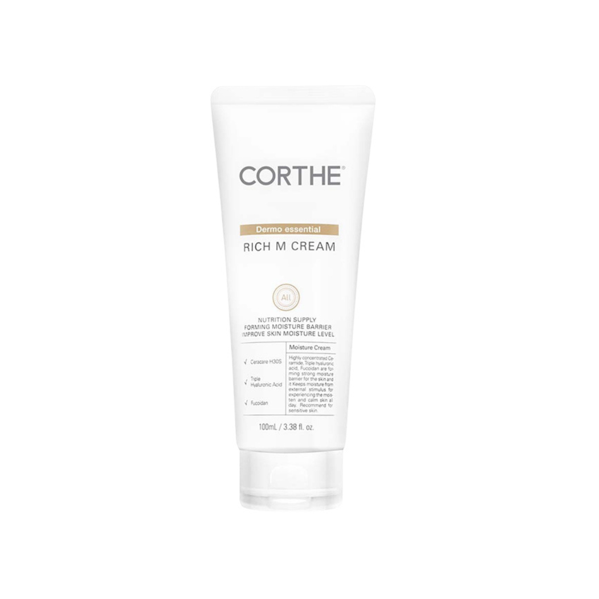 Corthe Rich M Cream tube on a white background