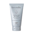 Tube of 'face reality' barrier care gel cream on a white background
