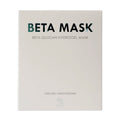 Beta Mask packaging with text on a white background