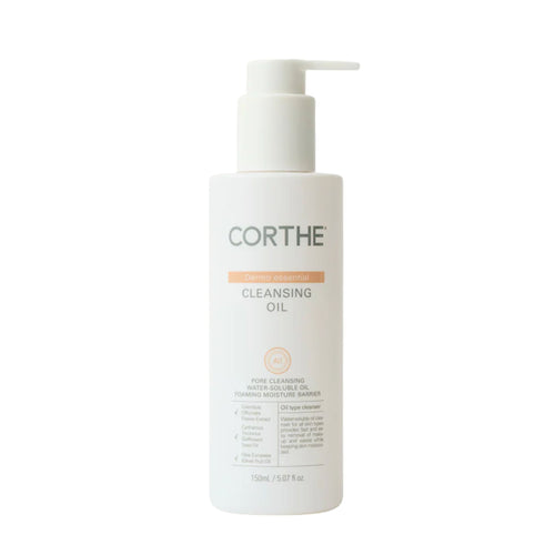 Corthe cleansing oil bottle on a white background