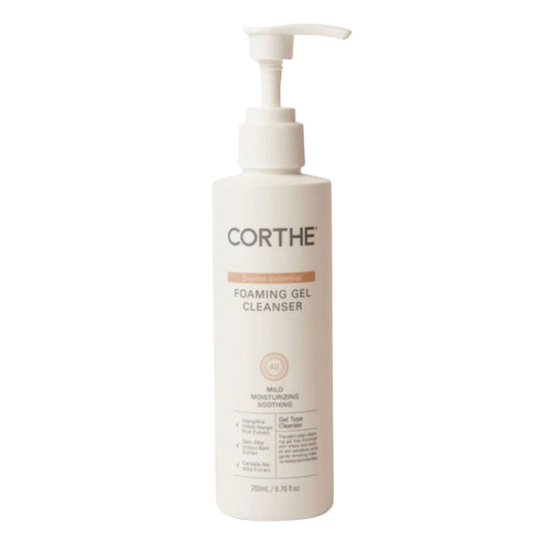 Corthe foaming gel cleanser bottle on a white background