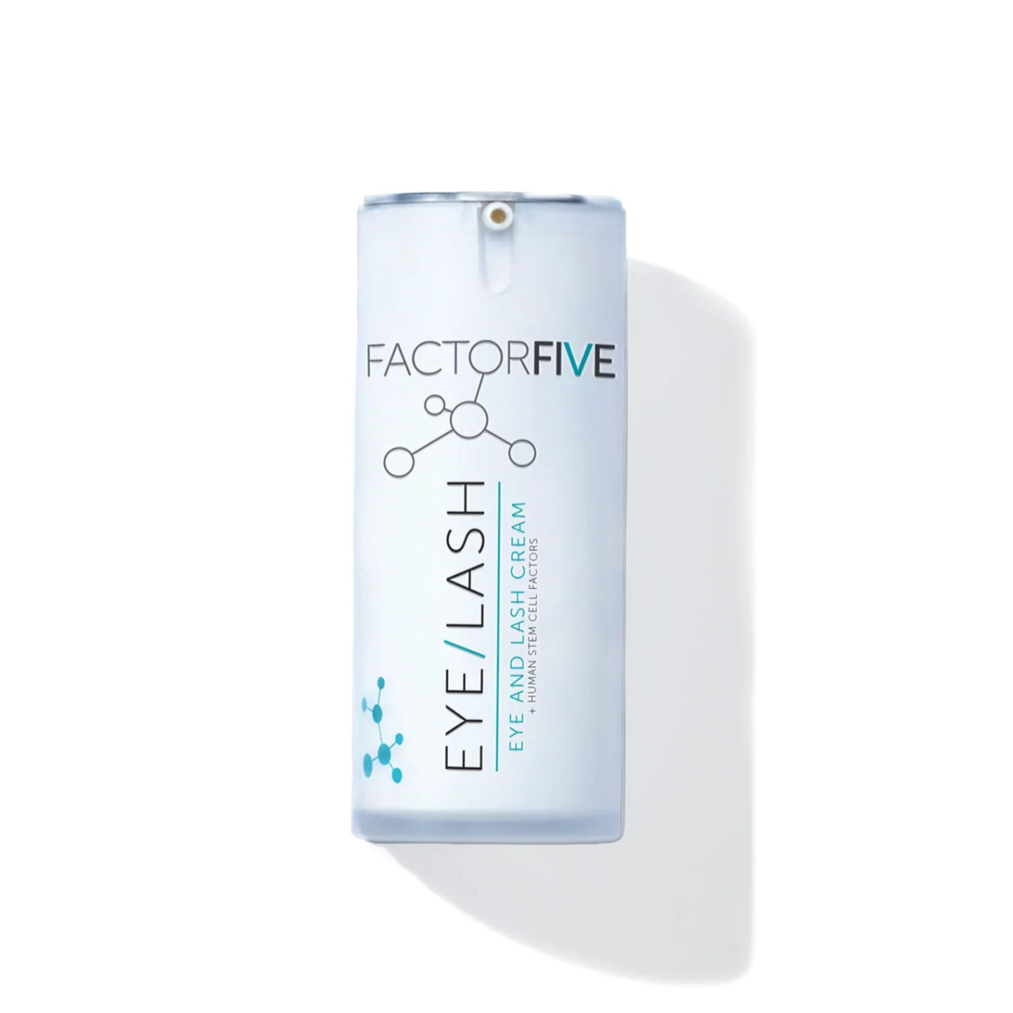 Factor Five eye and lash cream bottle on a white background