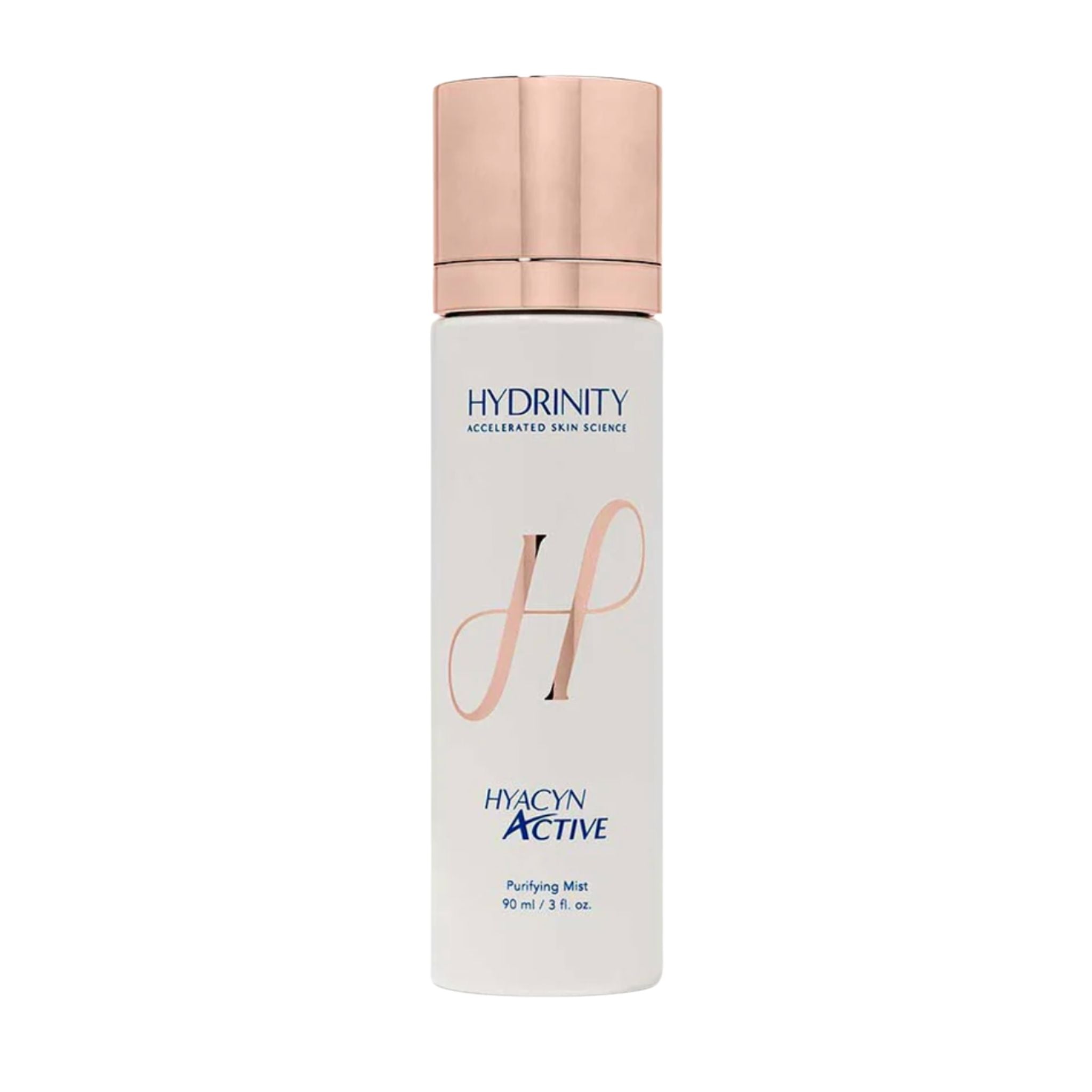 Skincare bottle labeled 'Hydrinity' on a white background