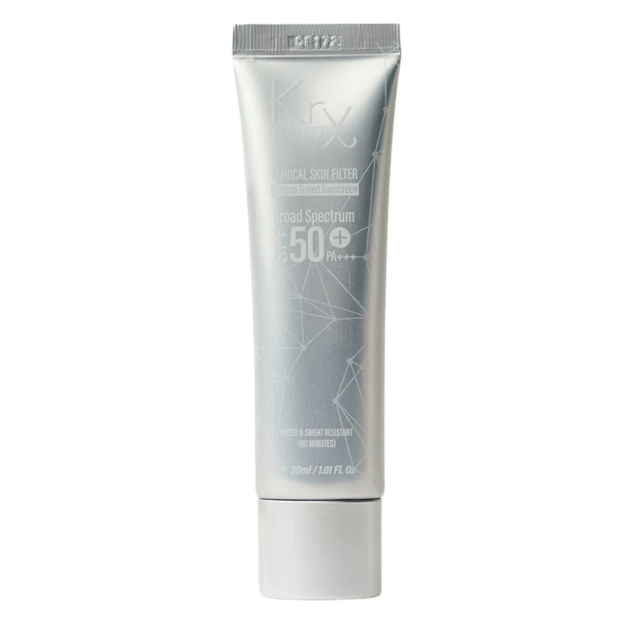 Tubular sunscreen with brand logo on a white background