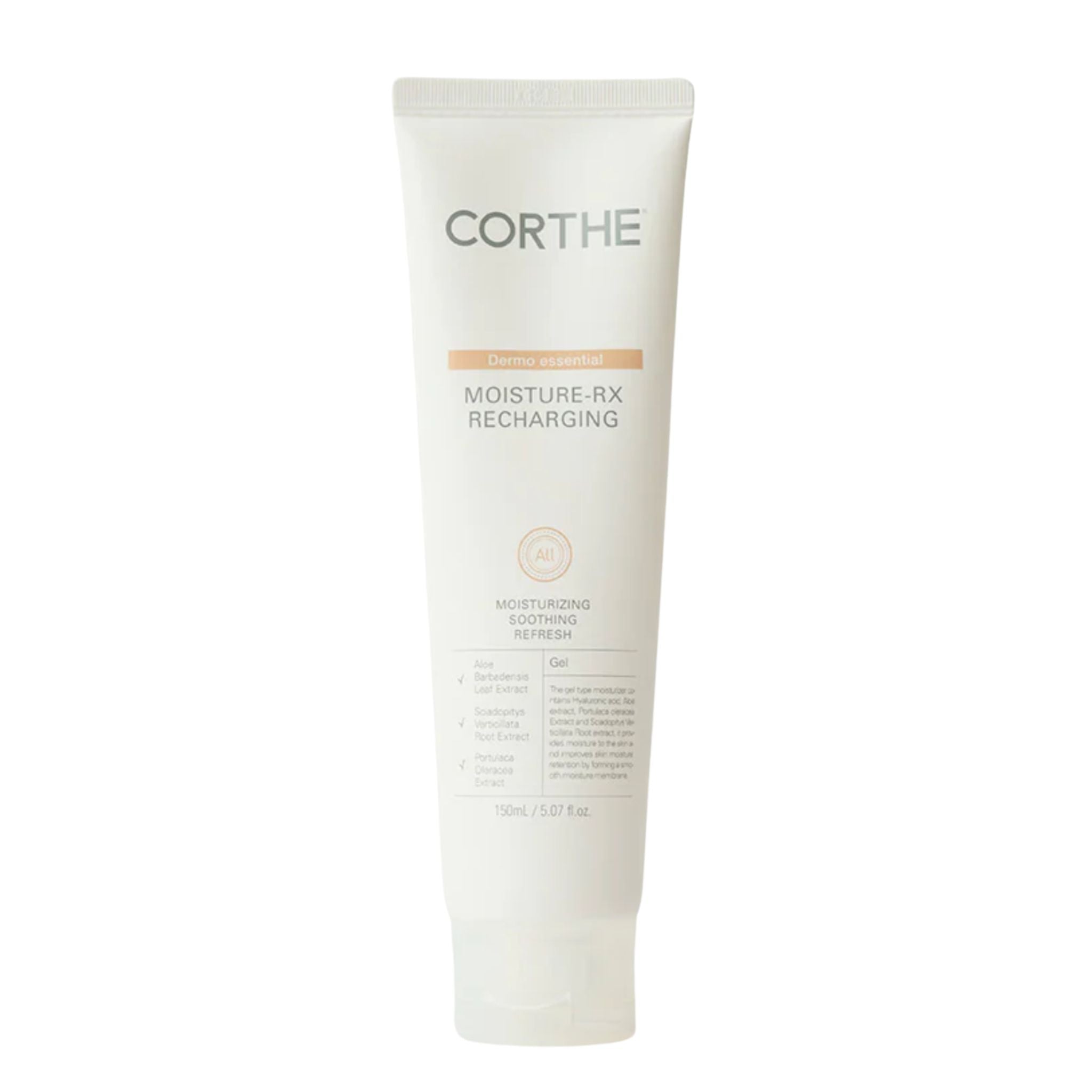 Tube of Corthe Moisture-RX Recharging cream on a white background