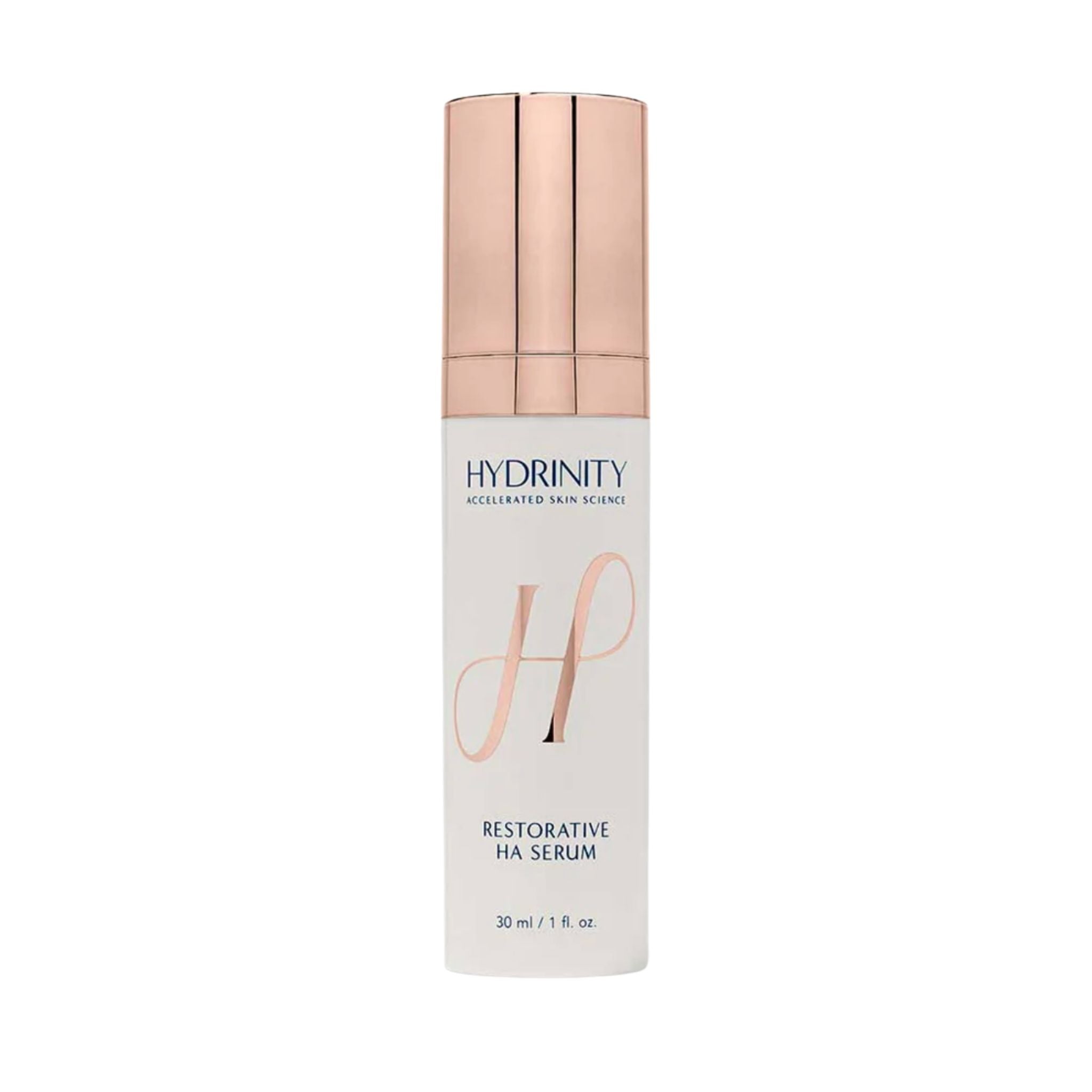 Hydrinity Restorative HA Serum bottle on a white background